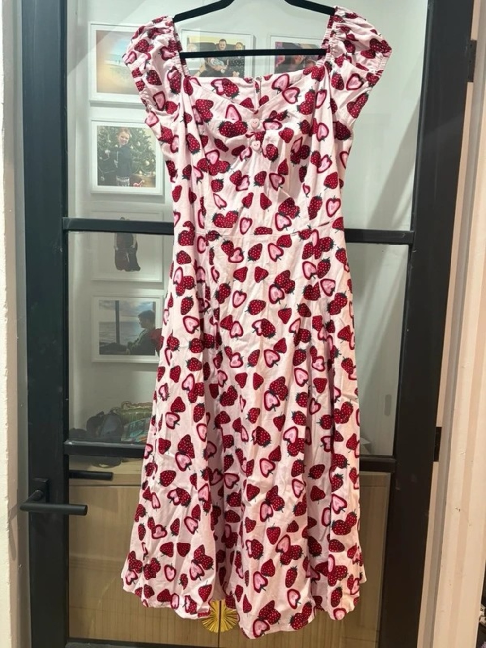 Women’s Pink Heart-Print Midi Dress - Sweet Fit-and-Flare